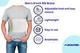 Men's 8" Wide Rib Belt is used to treat fractures and bruises in the rib cage area and helps make breathing, coughing and body movement more comfortable Use for treatment of fractured, injured or broken ribs, sternum, middle and upper back support Superior power elastic and Velcro strips ensures effective closure and customized adjustment. Sold by FlexaMed. 