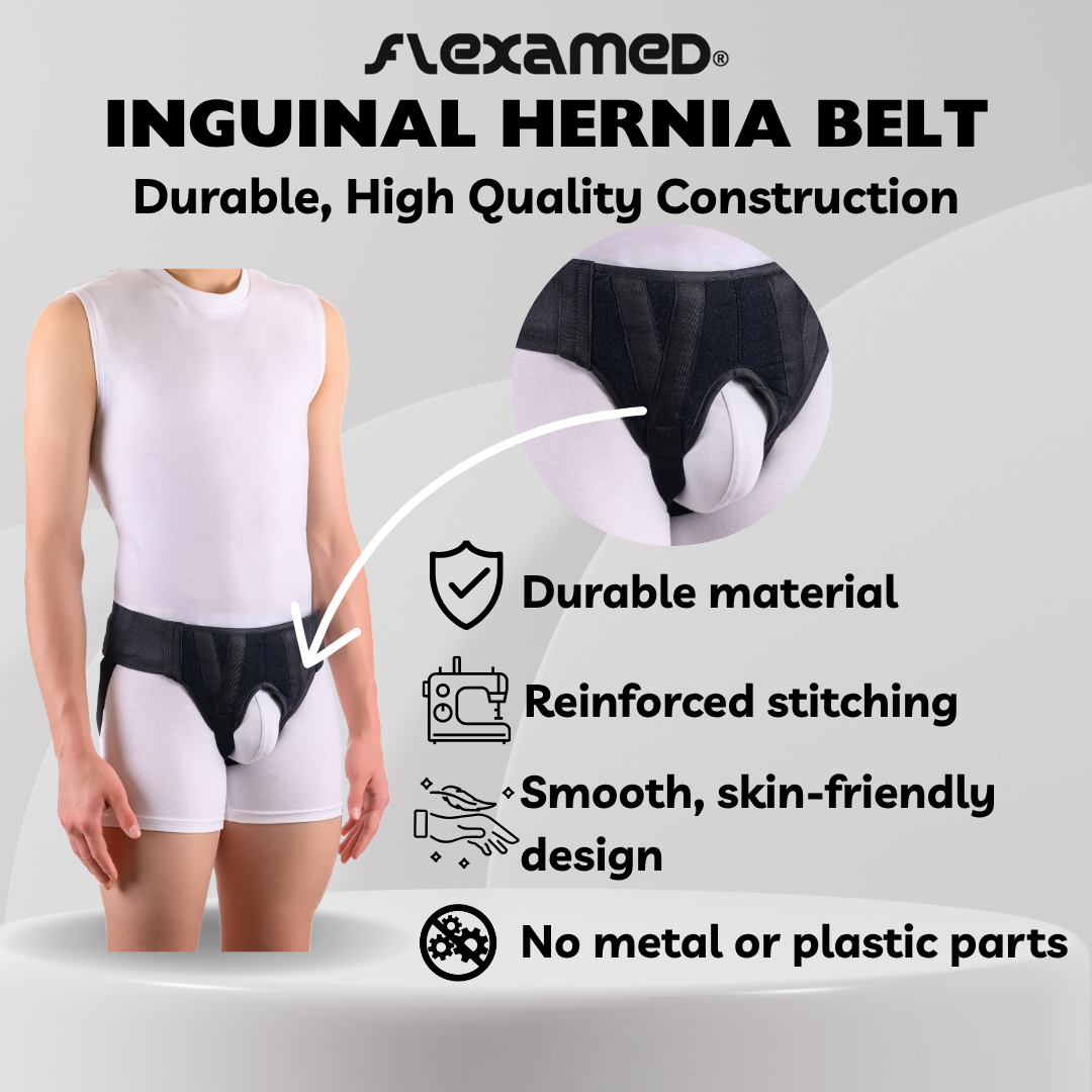 FlexaMed Inguinal Hernia Groin Belt | Made in the USA | Left, Right or Bilateral Inguinal Hernia Compression