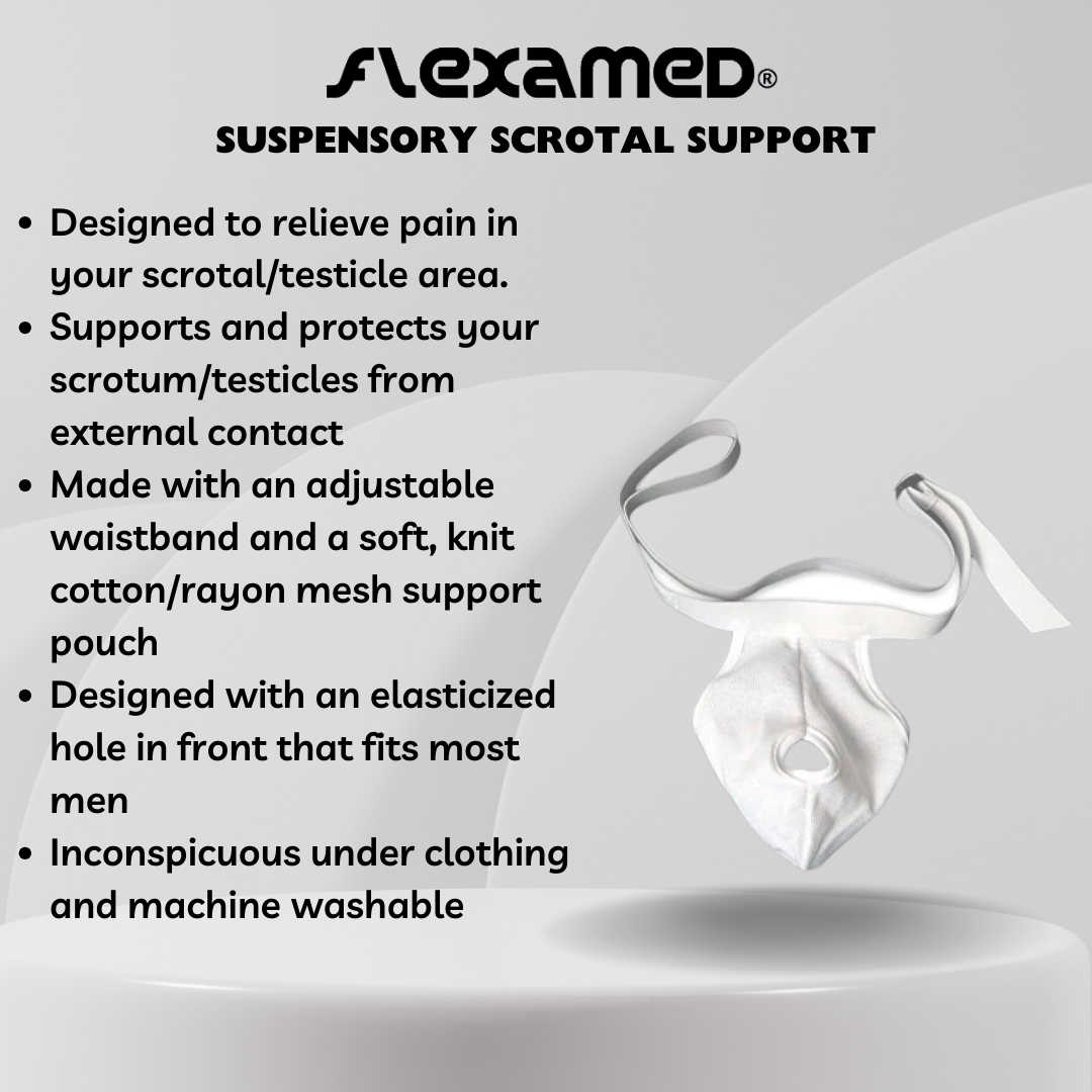 Flexamed Hernia Gear Suspensory Scrotal Support | For Enlarged Scrotum, Hydrocele, Prostate and Vasectomy Relief | With or Without Leg Straps