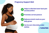 FlexaMed MaternaBelt preganancy support belt is a maternity belt.  Helps to alleviate lower back pain and discomfort, promotes correct posture during pregancy, reduces liklihood of stretch marks, wear discretely under clothing.  Supports an active pregnancy. 