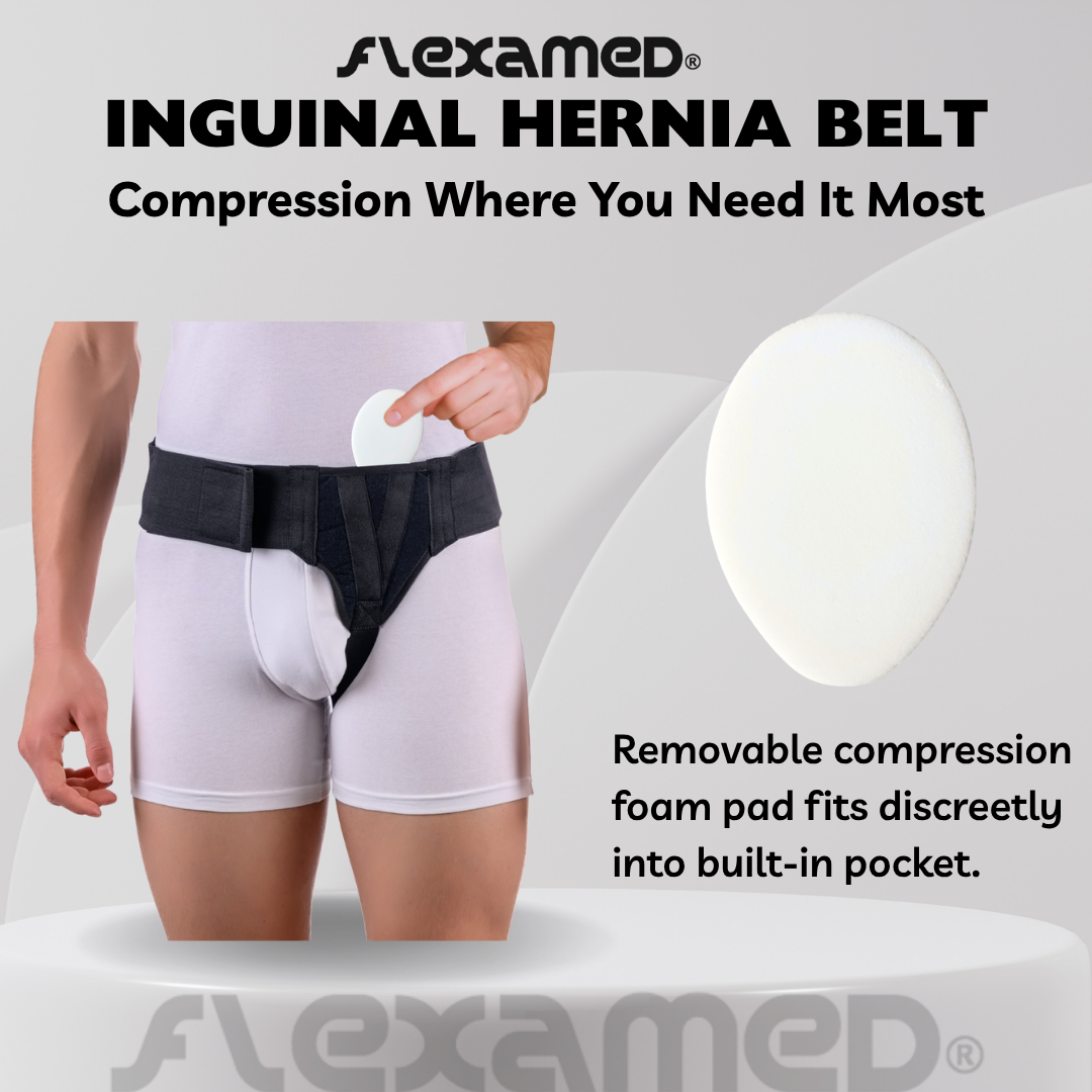 FlexaMed Inguinal Hernia Groin Belt | Made in the USA | Left, Right or Bilateral Inguinal Hernia Compression