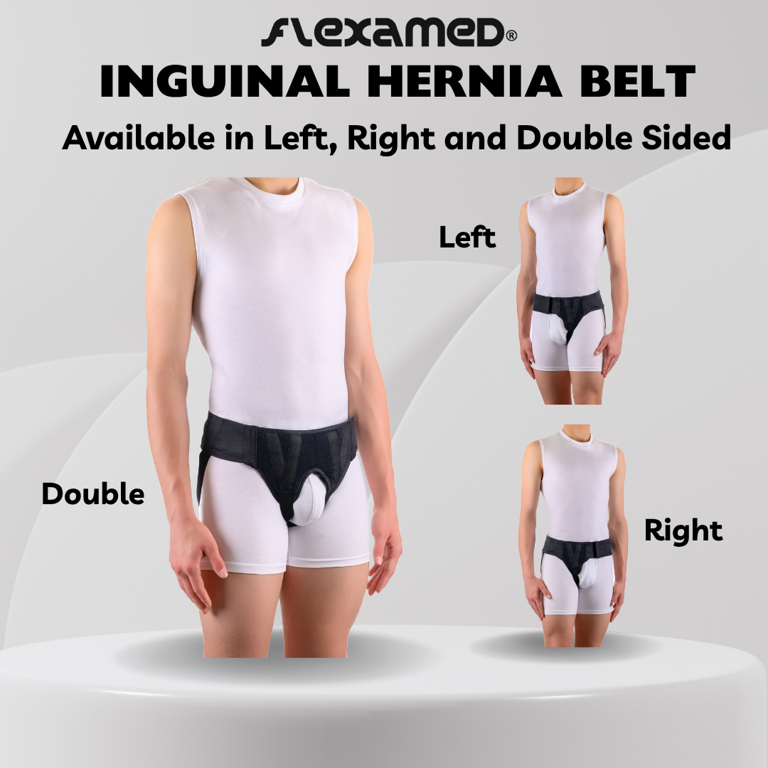 FlexaMed Inguinal Hernia Groin Belt | Made in the USA | Left, Right or Bilateral Inguinal Hernia Compression