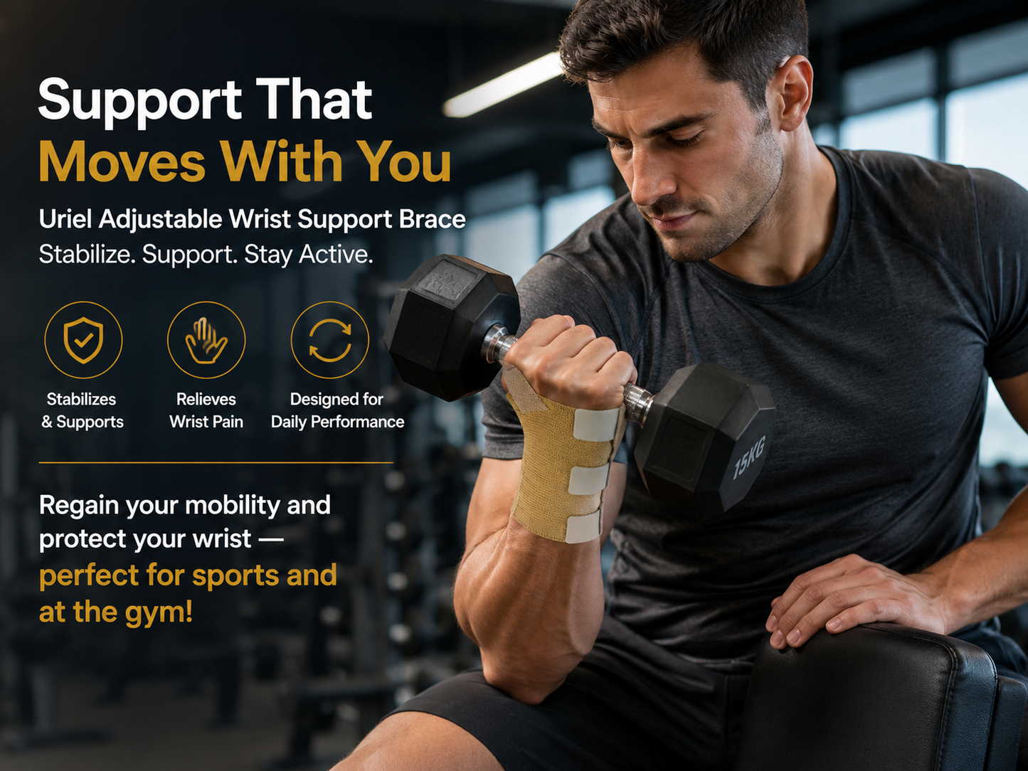 URIEL Adjustable Wrist Support for Carpal Tunnel Syndrome, Tendinitis and Sprains