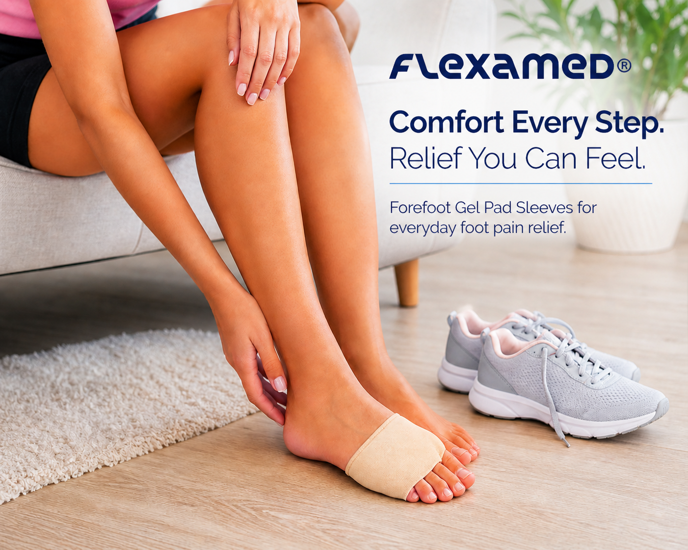 FlexaMed Metatarsal Sleeves (Pair) – Gel Ball of Foot Cushions for Metatarsalgia & Forefoot Pain Relief