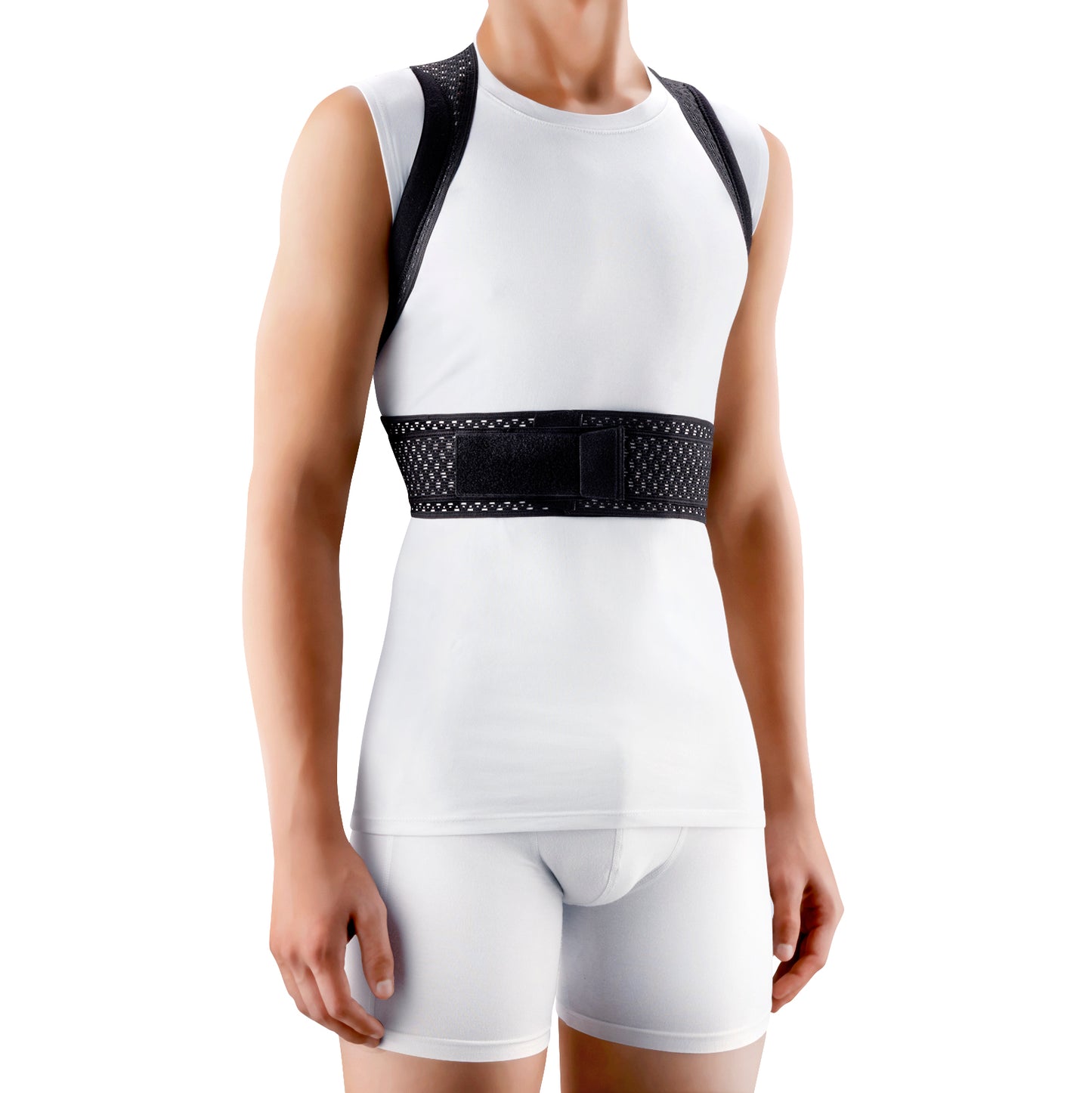 Tonus Elast Posture Corrector and Straightener Brace with Metal Inserts for Spine, Upper Back, Neck, Shoulder and Clavicle Support. Available in Small (27-31 in), Medium (31-35 in), Large (35-39 in) and X-Large (39-42). The posture corrector is recommended in cases of functional abnormalities of the spine, when the deformity covers a significant part of the spine, and also in the early stages of osteoporosis.