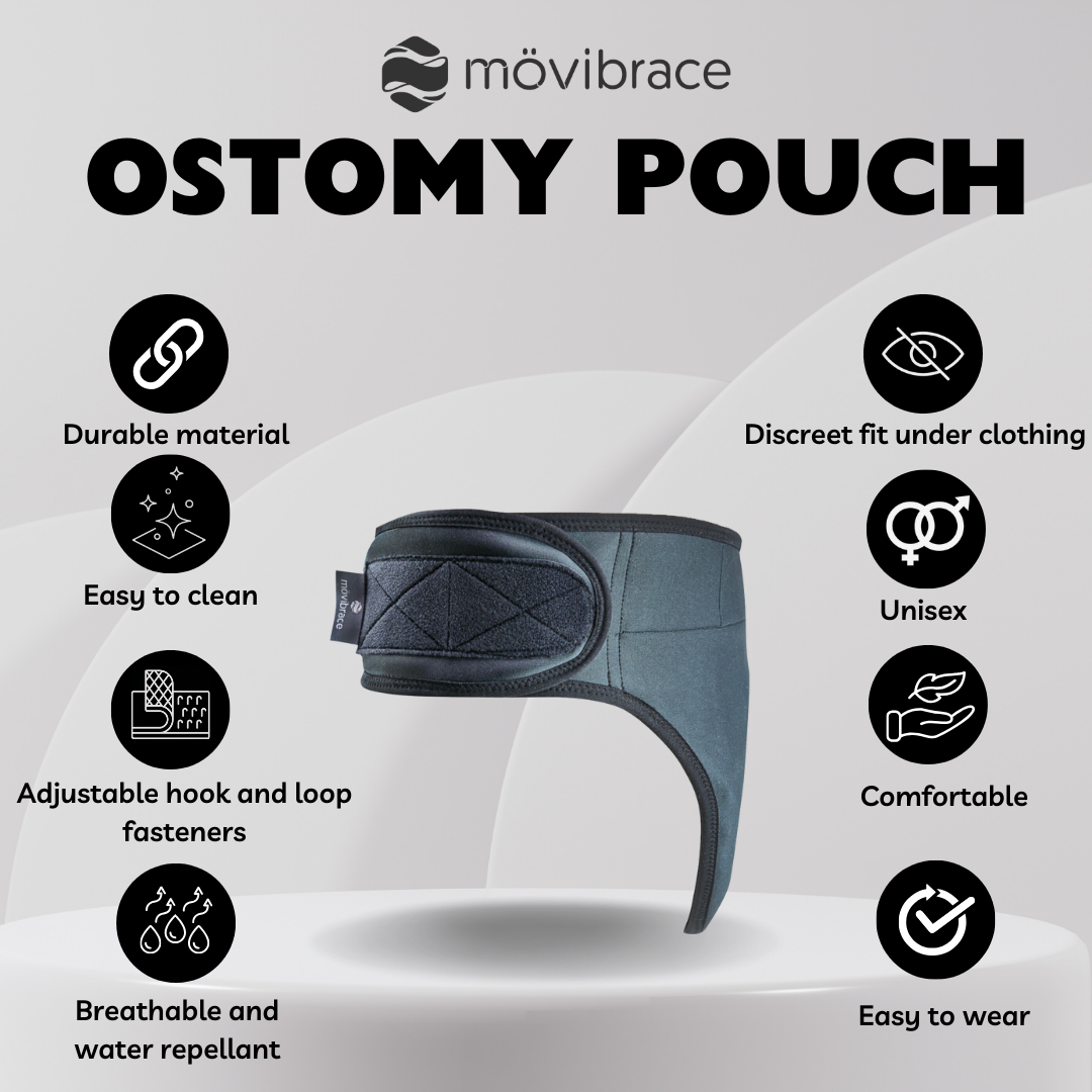 Mövibrace Ostomy Stoma Pouch for Colostomy, Ileostomy and Urostomy Protection