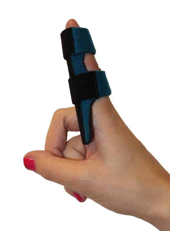 Flexamed Trigger Finger Splint for Stenosing tenosynovitis or trigger finger is a condition which causes a locking sensation and pain in one or more fingers, more common in the thumb, ring, and middle finger. This easy treatment option for trigger finger popping and clicking worn on your pointer, index, middle, ring, pinky finger or thumb. The splint prevents your finger from getting stuck.  Prevent Jammed Finger. FlexaMed Trigger Finger dedo torcido