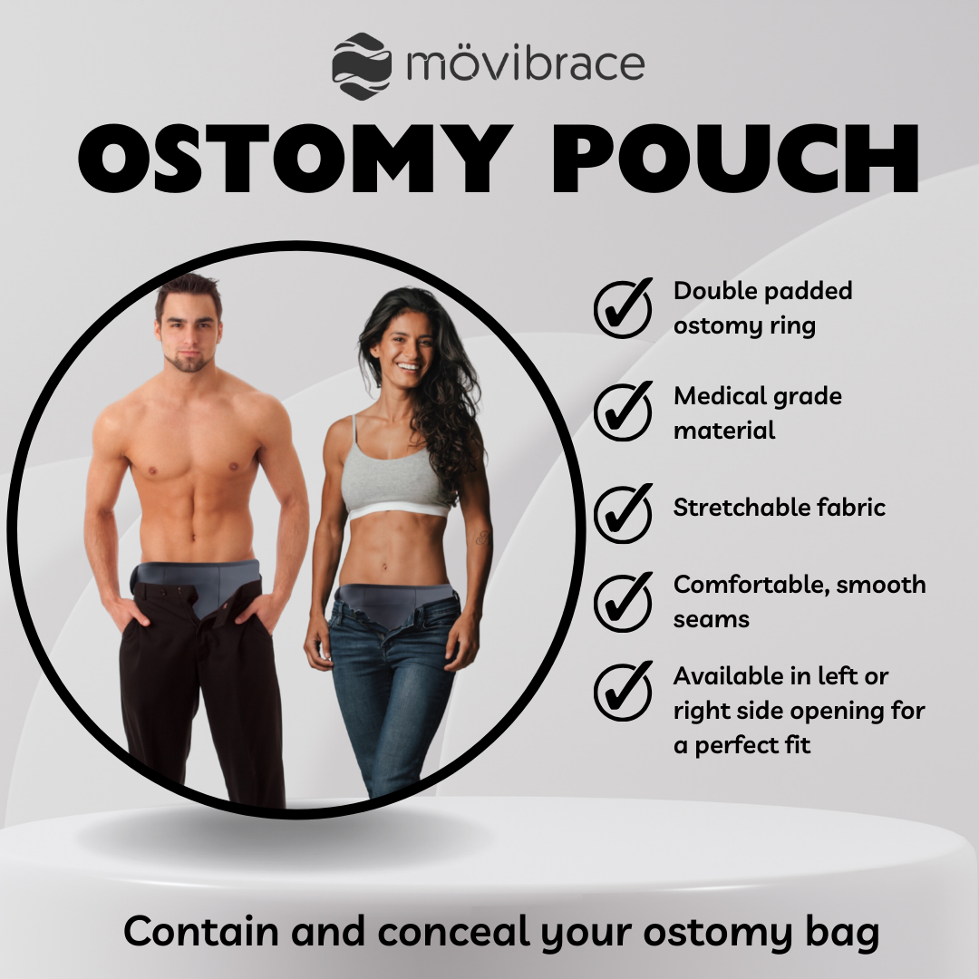 Mövibrace Ostomy Stoma Pouch for Colostomy, Ileostomy and Urostomy Protection