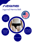 Maintain your active lifestyle, Constant adjustable pressure, Easy on and off, relief from reducible inguinal hernia. Made in USA.  FlexaMed's hernia belts are made in America