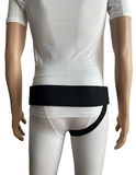 FlexaMed Inguinal Hernia Groin Belt Black | Made in the USA | Left, Right or Bilateral Inguinal Hernia Compression.  Measure widest part of your hips.  Strap goes thru your legs.