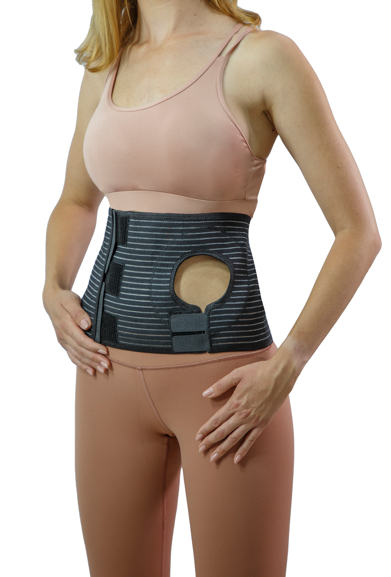 Abdominal ostomy belt for post-operative care after colostomy or ileostomy surgery. Adjustable ring hole around the stoma (diameter 3.14 in.), supports your urostomy or colostomy bag by holding it up against your body, preventing it from pulling and weighing down your stoma. Mövibrace Abdominal Ostomy Belt for Post-Operative Care after Colostomy or Ileostomy Surgery