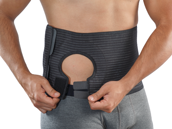 Belt height 8 inches - fits right or left stoma Ribbed fabric prevents wrinkling and bunching Breathable material with sweat management qualities Hook and loop straps make it easy to wear, provide ample adjustability and compression. Adjustable for use on either left or right side Unisex - For use by men or women