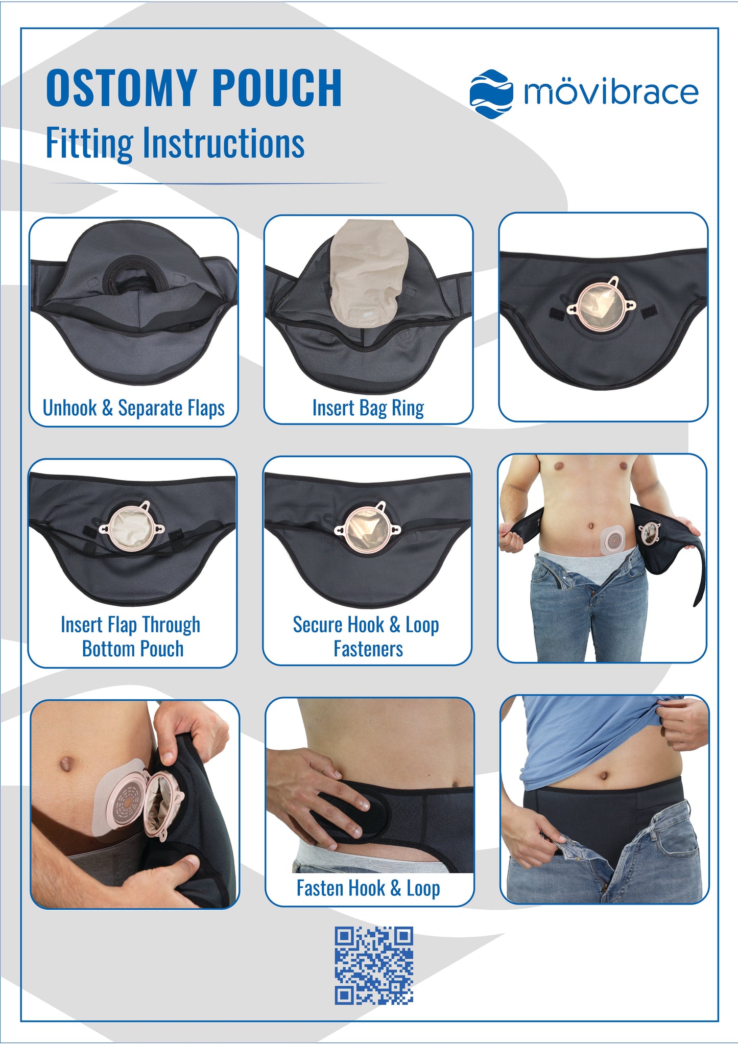 Mövibrace Ostomy Stoma Pouch for Colostomy, Ileostomy and Urostomy Protection