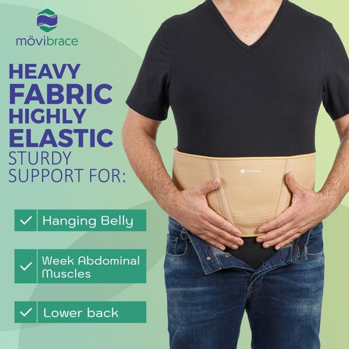 Movibrace Strong support for Pannus Stomach, Hanging Belly. Lower Back Support. Unisex. Abdominal Support for Men or Women.