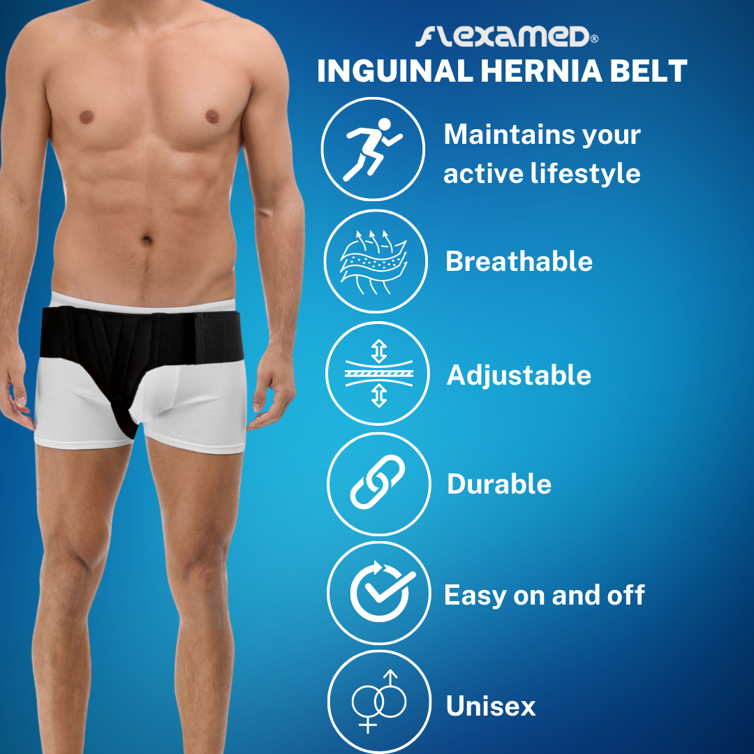 FlexaMed Inguinal Hernia Groin Belt | Made in the USA | Left, Right or Bilateral Inguinal Hernia Compression