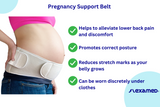 FlexaMed MaternaBelt preganancy support belt is one of our most popular abdominal and lower back pregnancy support belts. It's specifically designed to alleviate lower back pain and discomfort due to pregnancy by supporting the lumbar and abdominal regions. The MaternaBelt - Stretch promotes correct posture and balance allowing you to maintain an active lifestyle. It also helps reduce the risk of stretch marks. A side Velcro adjustment allows for proper fit at all stages of pregnancy. Soft, flexible fabric.