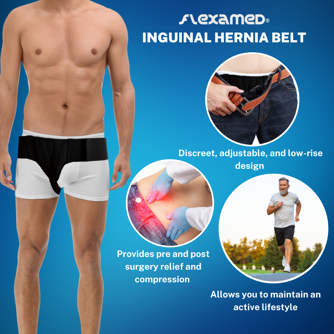 FlexaMed Inguinal Hernia Groin Belt | Made in the USA | Left, Right or Bilateral Inguinal Hernia Compression