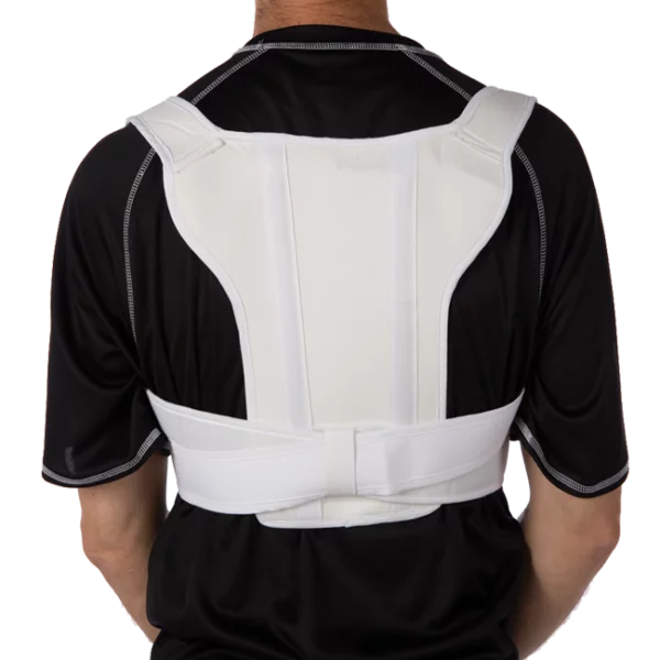 The Posture and Clavicle Support Brace has lightweight strap that holds the shoulder area in the correct position to help promote the healing process after a clavicle (collarbone) fracture or acromio-clavicular separation, among other indications. It can also be used to help correct bad posture. By tightening the Velcro in front it supports the shoulders by pulling them back and up. As the shoulders move back the chest comes forward and the back and spine become straighter.  FlexaMed Posture and Clavicle 