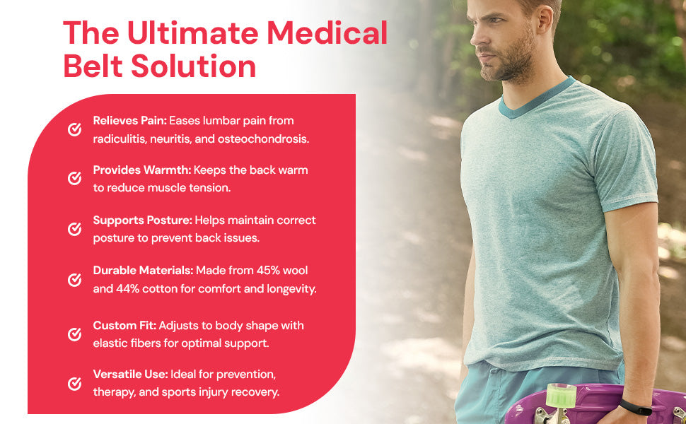 Lauma Medical Wool & Cotton Thermal Kidney Belt for Lower Back Support & Warmth