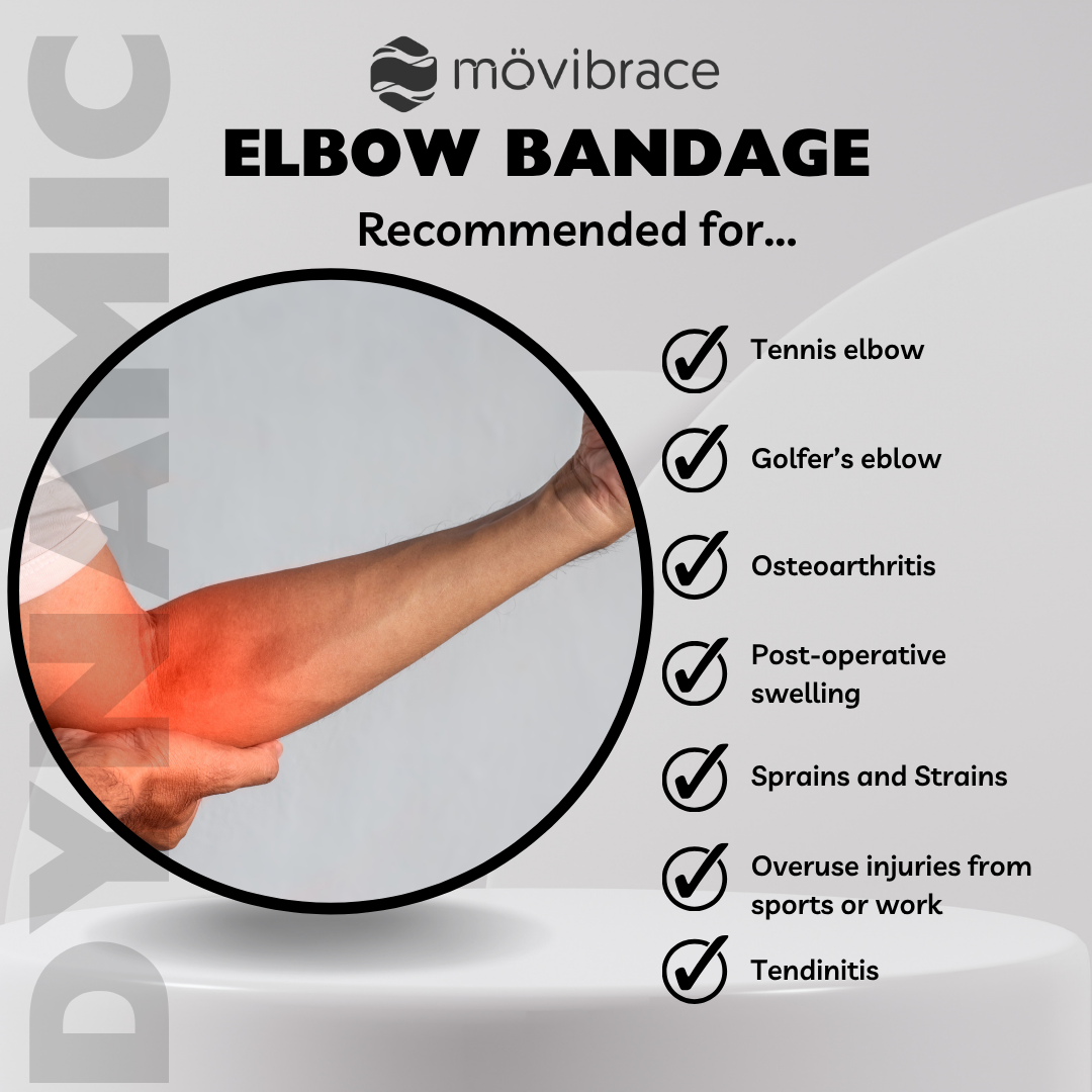 Movibrace Elbow Compression Bandage, One Size Fits 9-13 inch