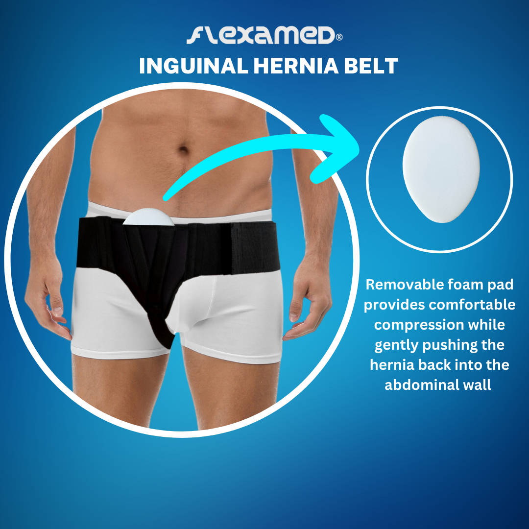 FlexaMed Inguinal Hernia Groin Belt | Made in the USA | Left, Right or Bilateral Inguinal Hernia Compression