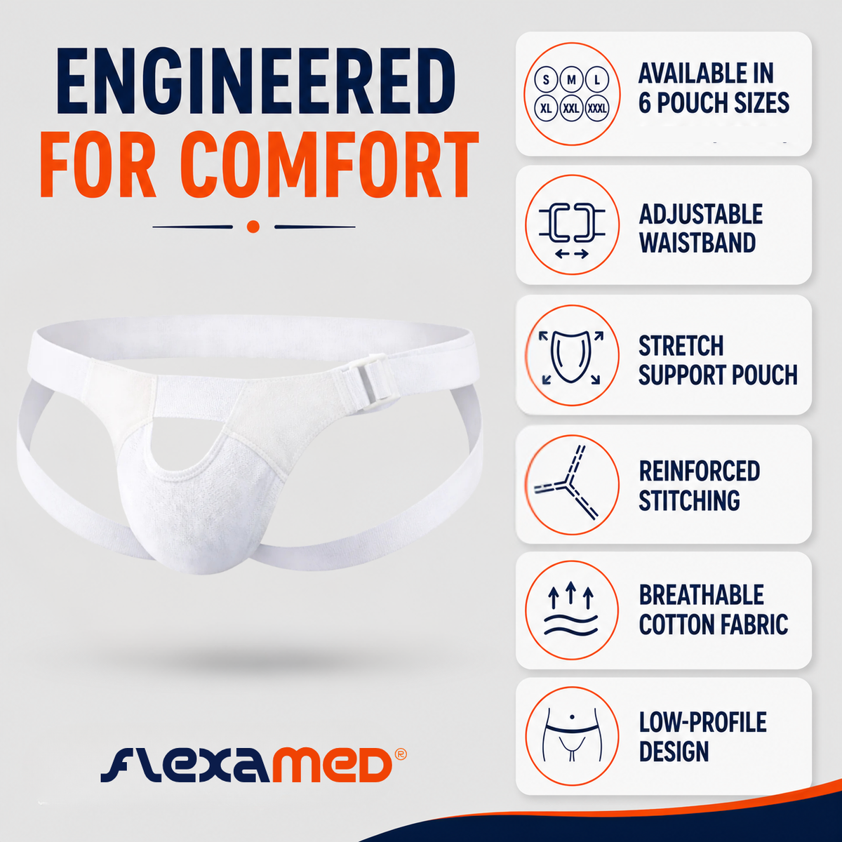 FlexaMed Scrotal Support Suspensory for Hydrocele, Enlarged Scrotum & Testicular Pain Relief | With or Without Leg Straps