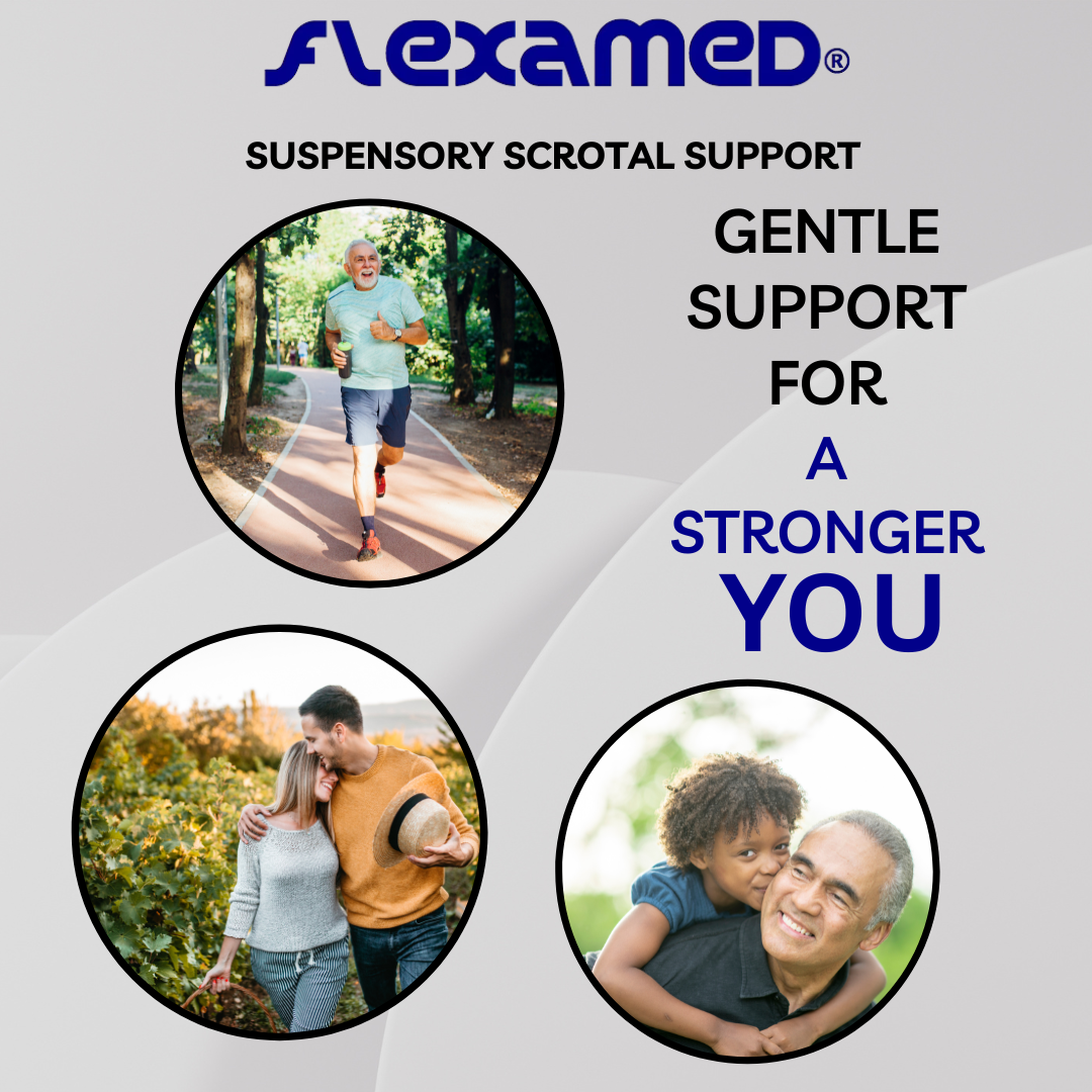 FlexaMed Suspensory Scrotal Support with or without Leg Straps | For Enlarged Scrotum, Hydrocele, Prostate and Vasectomy Relief