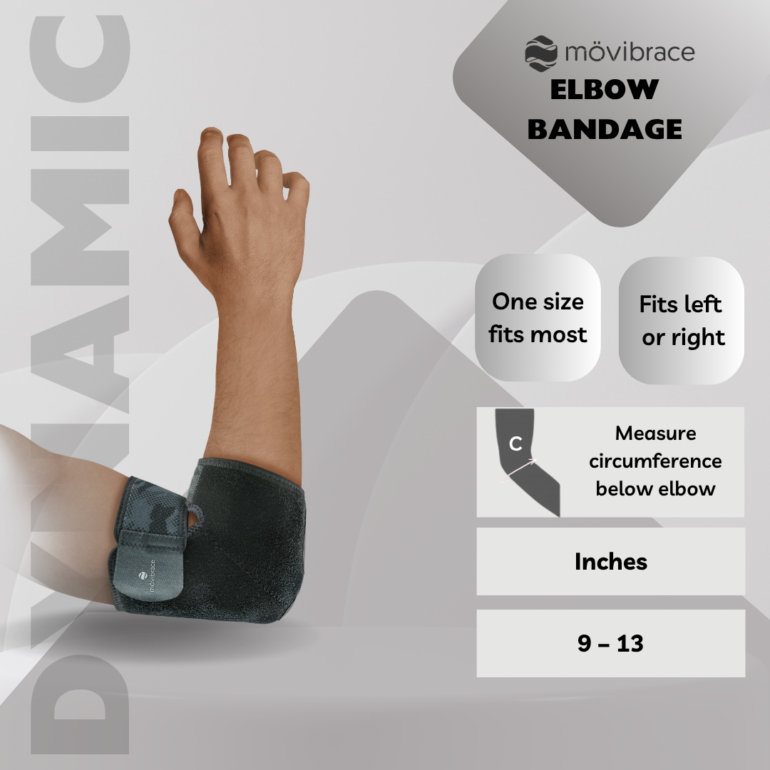 Movibrace Elbow Compression Bandage, One Size Fits 9-13 inch