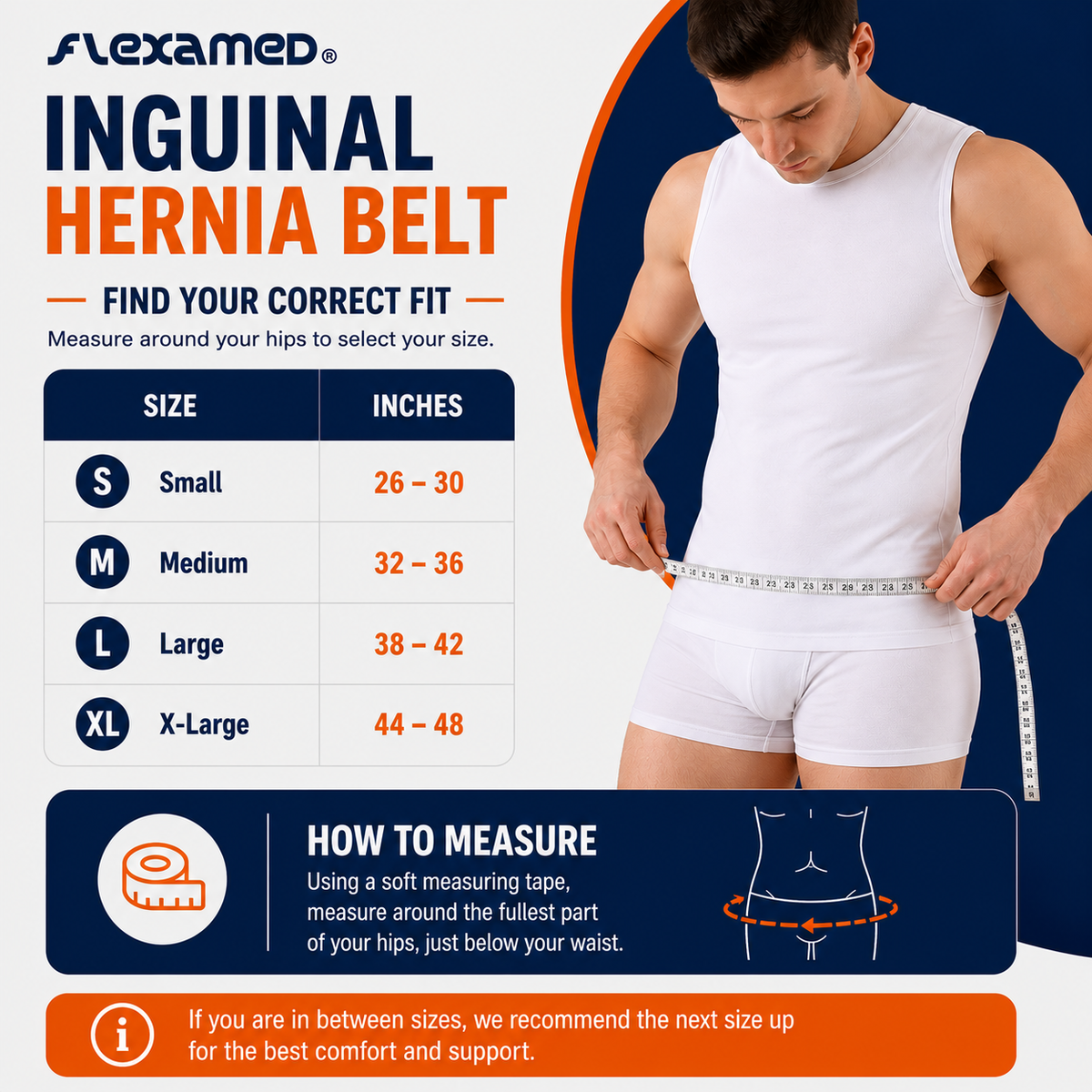 FlexaMed Inguinal Hernia Support Belt – Adjustable Groin Support Truss for Men & Women (Left, Right or Double Support)