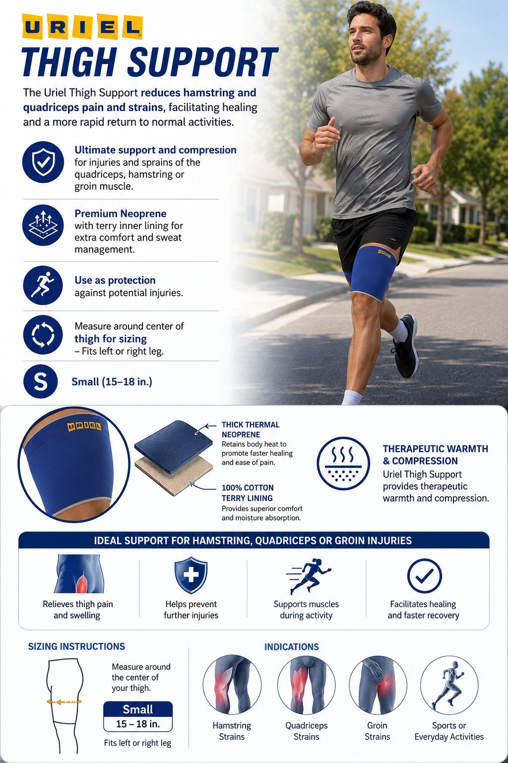 URIEL Thermo Neoprene Thigh and Quad Support
