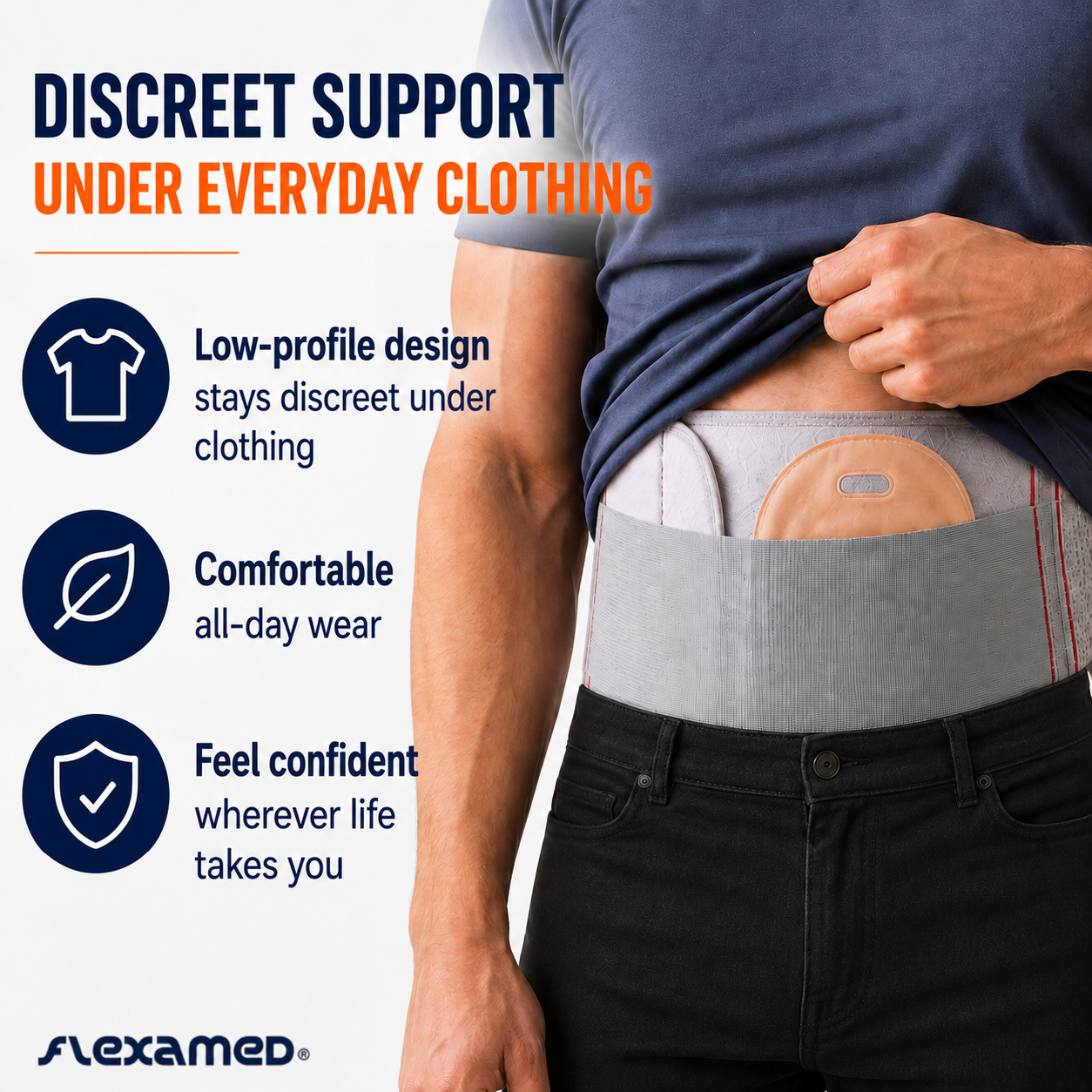 FlexaMed Ostomy Belt – Adjustable Ostomy Pouch Support Belt for Men & Women