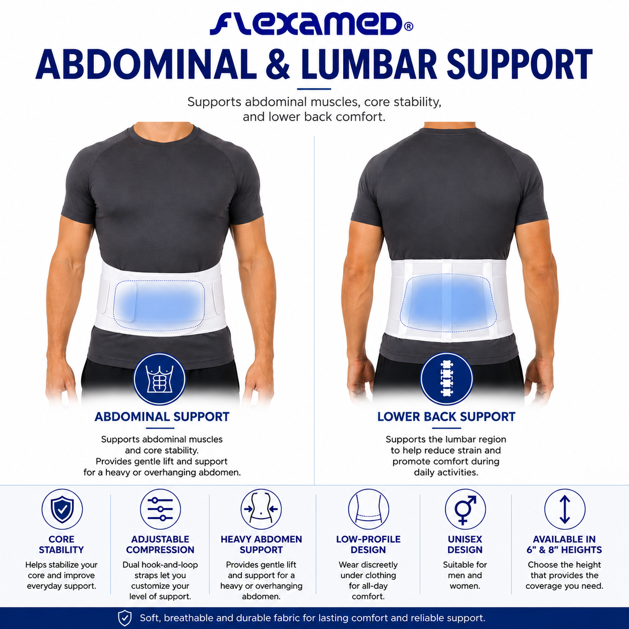 FlexaMed Abdominal Binder & Lumbar Support Brace