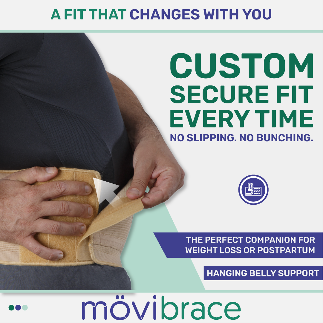 Movibrace Abdominal Binder for Hanging Belly & Panniculus – Adjustable Compression Support Belt with Lower Back Support