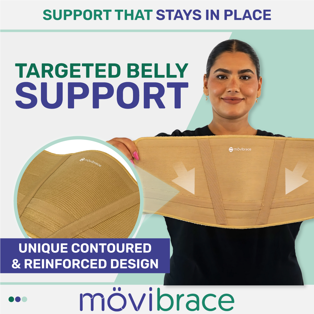 Movibrace Abdominal Binder for Hanging Belly & Panniculus – Adjustable Compression Support Belt with Lower Back Support