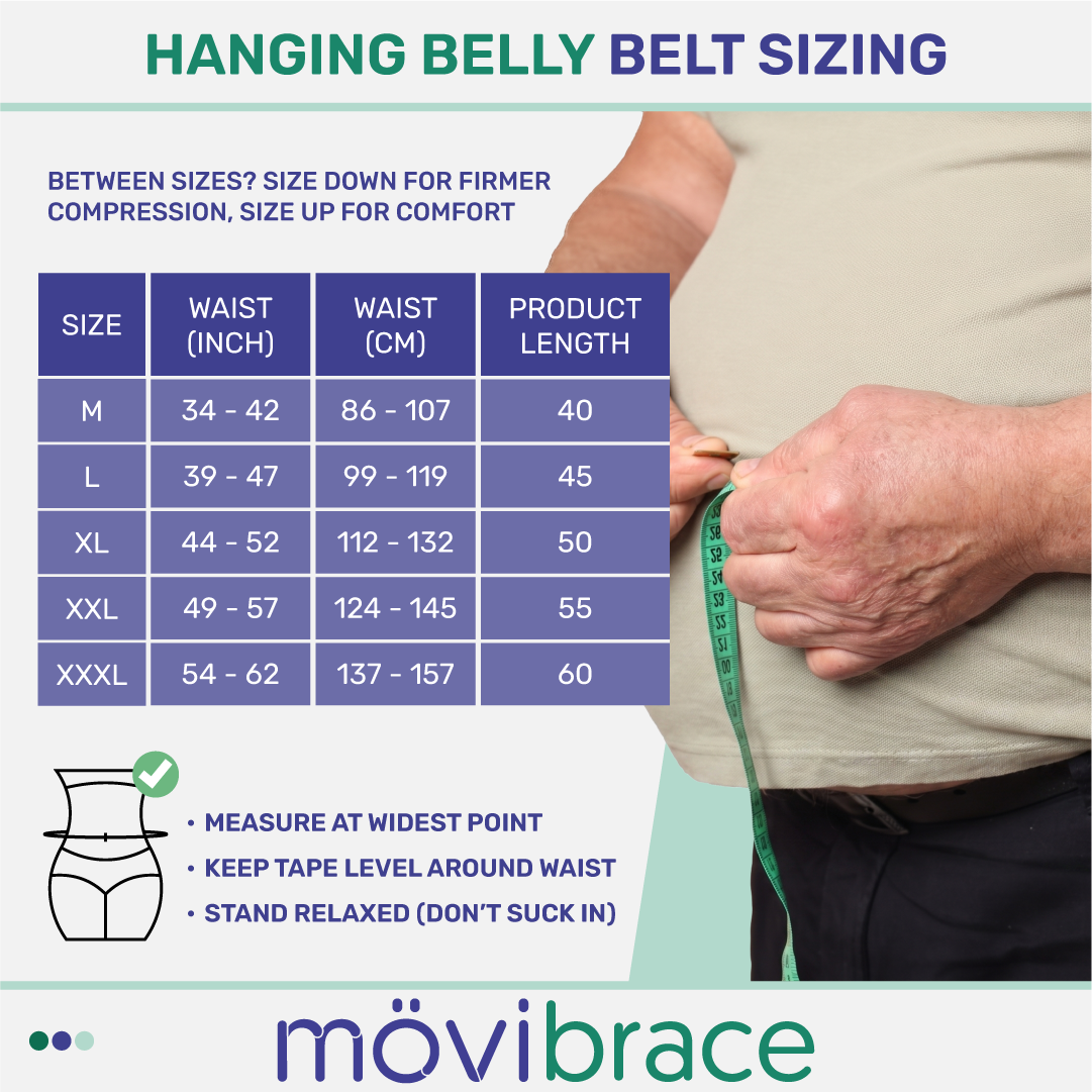 Movibrace Abdominal Binder for Hanging Belly & Panniculus – Adjustable Compression Support Belt with Lower Back Support