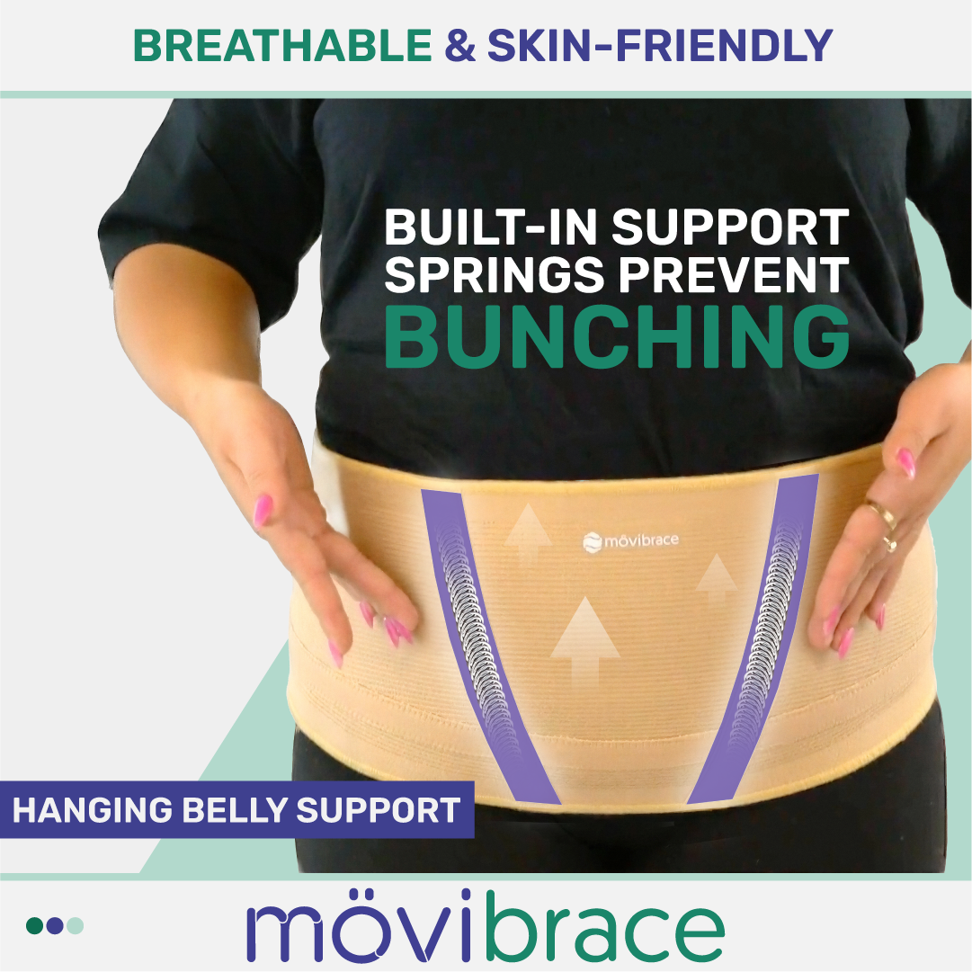 Movibrace Abdominal Binder for Hanging Belly & Panniculus – Adjustable Compression Support Belt with Lower Back Support