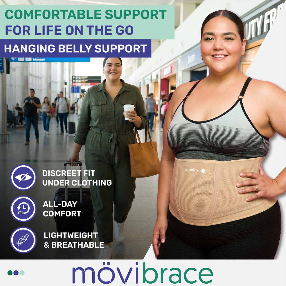 Movibrace Abdominal Binder for Hanging Belly & Panniculus – Adjustable Compression Support Belt with Lower Back Support