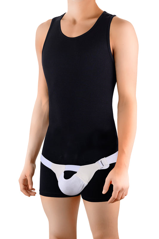 FlexaMed Suspensory Scrotal Support with or without Leg Straps | For Enlarged Scrotum, Hydrocele, Prostate and Vasectomy Relief