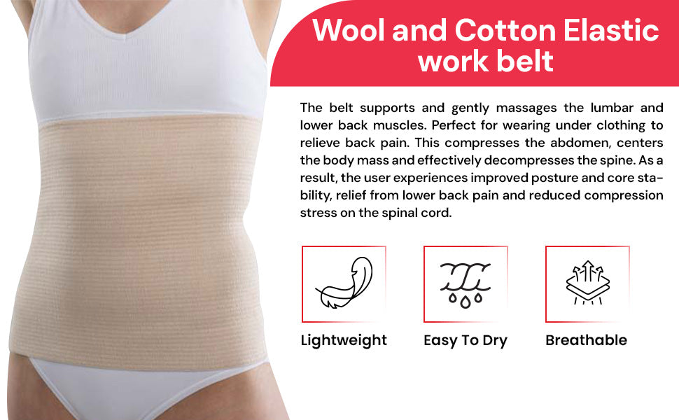 Lauma Medical Wool & Cotton Thermal Kidney Belt for Lower Back Support & Warmth