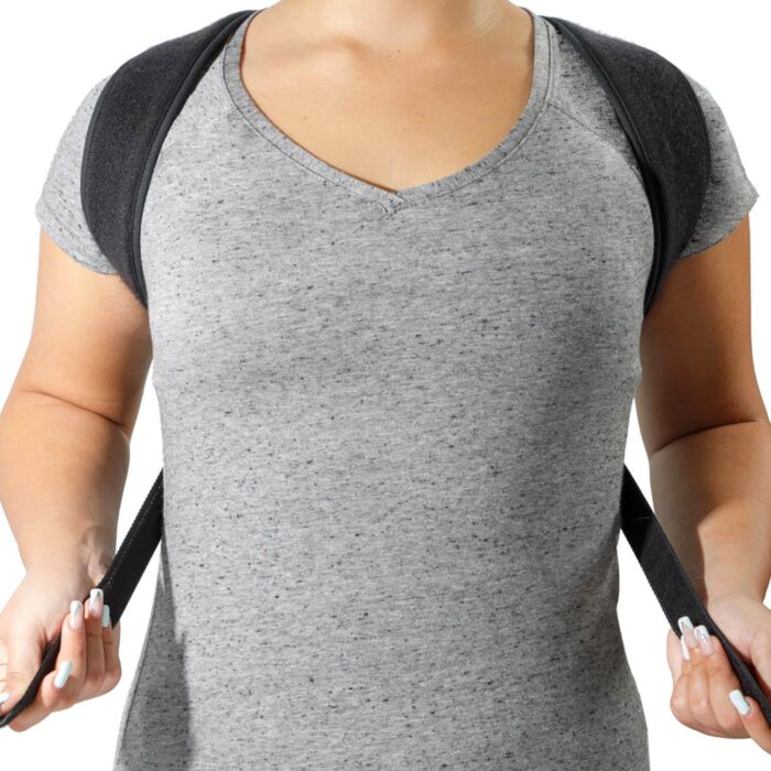MOVIBRACE Posture Corrector Back Support Brace, Adjustable Shoulder Support, Black