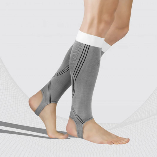 Tonus Elast Class 1 compression calf sleeves with integrated foot loops and 18–21 mmHg graduated compression