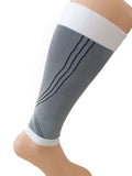 Grey and White Tonus Elast Activ 18-21 mmHg compression sleeve provides targeted compression support for the calf and shin relieving pain related to strains and injuries, from ankle to knee, calf and shin  Regular is recommended for those up to 5 ft. 6 inches.  Tall is recommended for those 5 ft. 7 inches or taller.  FlexaMed for weekend warriors.  Tonus Elast Compression Leg Sleeve conforms to STANDARD 100 by OEKO-TEX®  