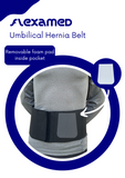 FlexaMed Umbilical Navel Hernia Belt with Compression Pad - 6, 8 or 10 Inch Width - Black | Made in USA