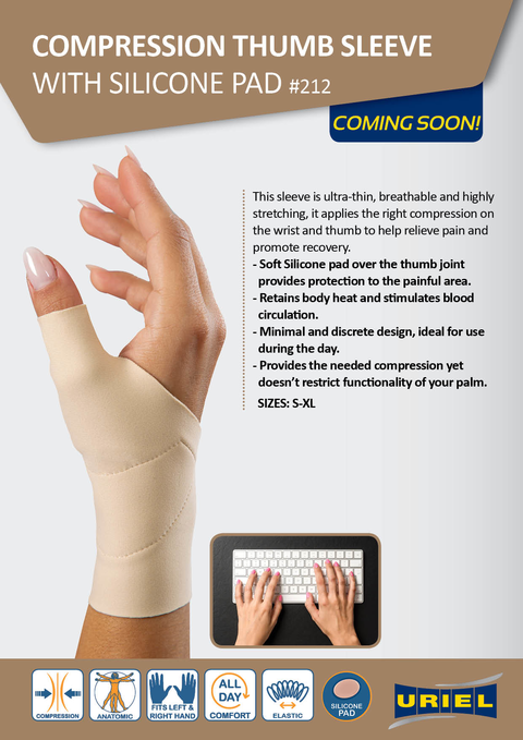 URIEL Thumb and Wrist Compression Sleeve with Silicone Pad | CMC or MCP Sprains