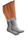 Uriel Light Silver Socks are super-soft anti-bacterial socks suitable for diabetics. Provide maximum wearing comfort by seamless knitted fabric. The Light Silver based cool-max yarn has an antiseptic and deodorizing effect and compensates for changes in temperature.  Seamless, made without any pressing elastic on the ankle. Available in black, white and gray. S/M/L