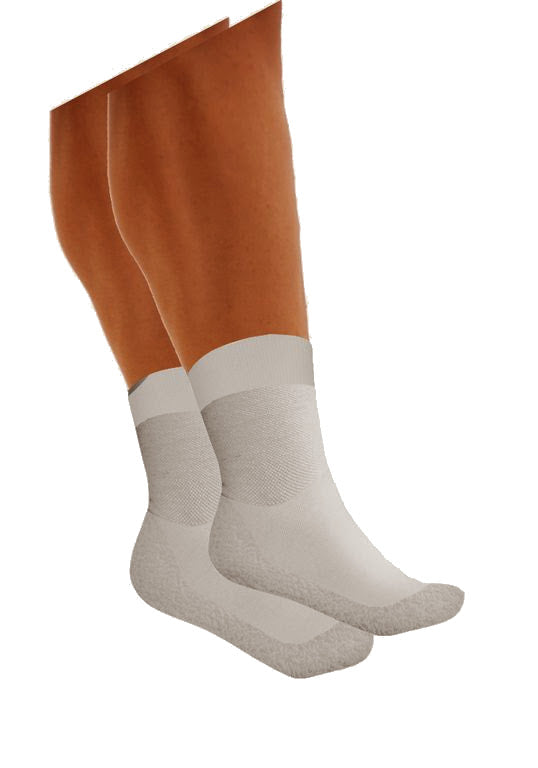 Uriel Light Silver Socks are super-soft anti-bacterial socks suitable for diabetics. Provide maximum wearing comfort by seamless knitted fabric. The Light Silver based cool-max yarn has an antiseptic and deodorizing effect and compensates for changes in temperature.  Seamless, made without any pressing elastic on the ankle. Available in black, white and gra