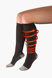 Uriel Silver Compression and Flight Socks stimulate blood flow during long flights and travels. Applies pressure on calf and on the deep leg veins. Helps reducing risk of DVT (Deep Vein Thrombosis). Helps reducing Edema (Leg Swelling). Recommended by doctors for frequent flyers, long flights and people with DVT or Edema. The silver based cool-max yarn has an antiseptic and deodorizing effect and compensates for changes in temperature. Perfect fitting. Graduated Compression Strength Class 17-20 mmHg. 