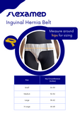 FlexaMed Inguinal Hernia Belt, Measure your hip circumference.  Small 26-30, Medium 32-36, Large 38-42, XL 44-48