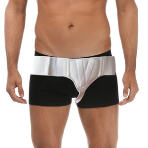 FlexaMed Inguinal Groin Hernia Belt - White | Made in USA | Left, Right or Bilateral Inguinal Hernia Compression   The Inguinal Hernia Belt is designed to provide relief from a reducible inguinal hernia in your groin - post or pre-surgery Provides constant, comfortable and adjustable pressure to the hernia Over-the-brief style of hernia support truss, worn inconspicuously under clothing - may be used while bathing or swimming Get relief from a reducible inguinal hernia with the inguinal groin hernia
