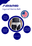 FlexaMed Inguinal Hernia Belt, Measure your hip circumference.  Small 26-30, Medium 32-36, Large 38-42, XL 44-48, Amazon, Walmart